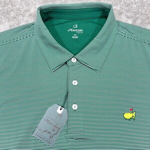 Masters Tech Polo Shirt Mens XXL Green Stripe Augusta National Golf Performance